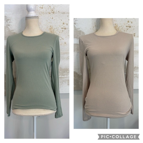 Yogalicious Heavenly Ribbed Kathleen Full Length Long Sleeve Top Bundle (2) - Picture 1 of 8